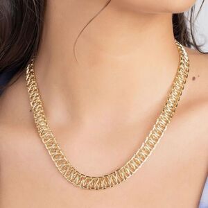 NEW 18K Gold Plated Mesh Chain Necklace, 16inches